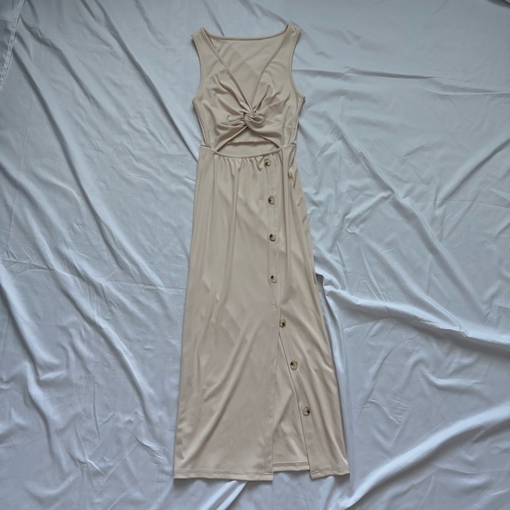 SHEIN Elegant Beige Sleeveless Dress